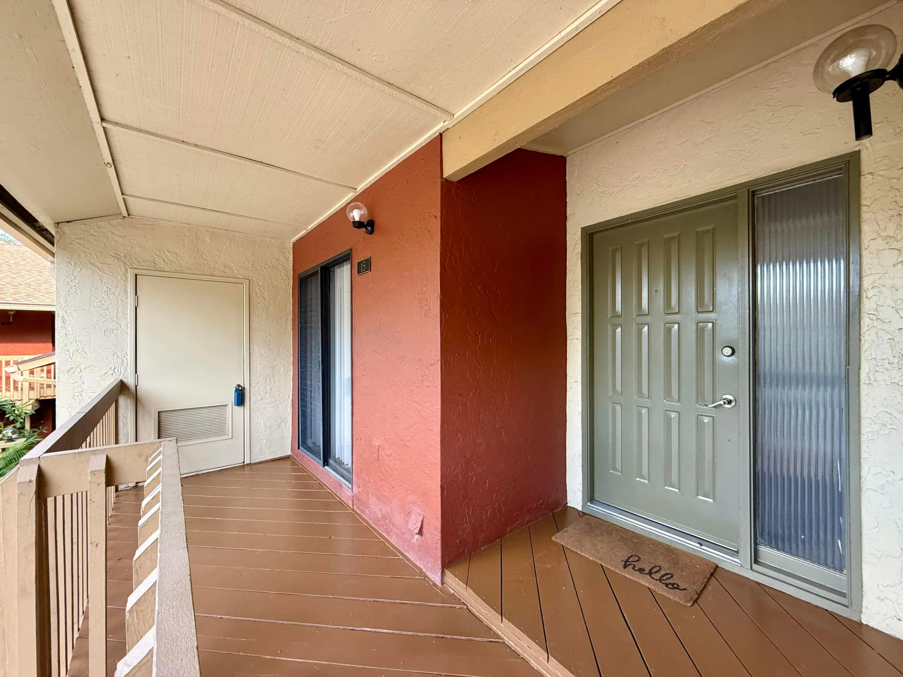 Newly painted entrance, including stairs