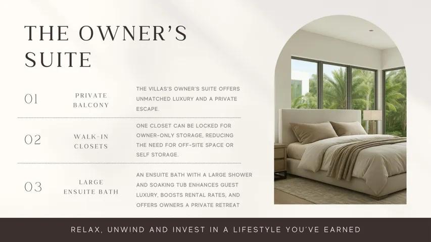 A Private retreat, featuring soaring ceilings, an oversized layout, a private balcony, & a spa-inspired bathroom designed for relaxation. A space that invites you to slow down, unwind, & truly feel at home.