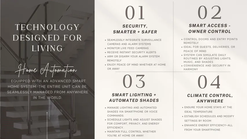 Smart Home Automation — Thoughtfully integrated technology enhances everyday living, allowing lighting, climate, and comfort to respond effortlessly to your lifestyle.