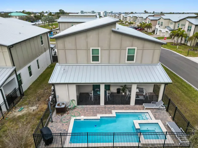 Elevated Rear View of Home and Pool/Jacuzzi