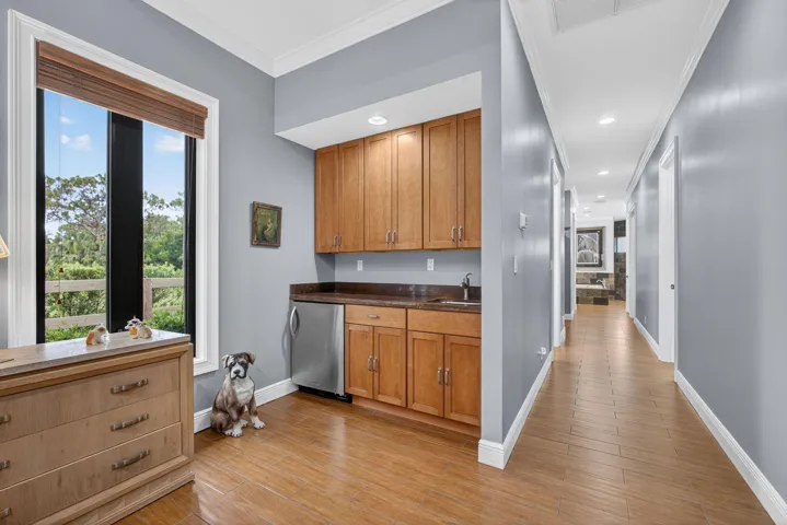 REFRIDGERATOR AND BAR SINK IN PRIMARY BEDROOM
