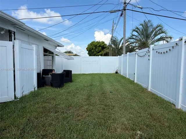 View of the Fenced yard to the East