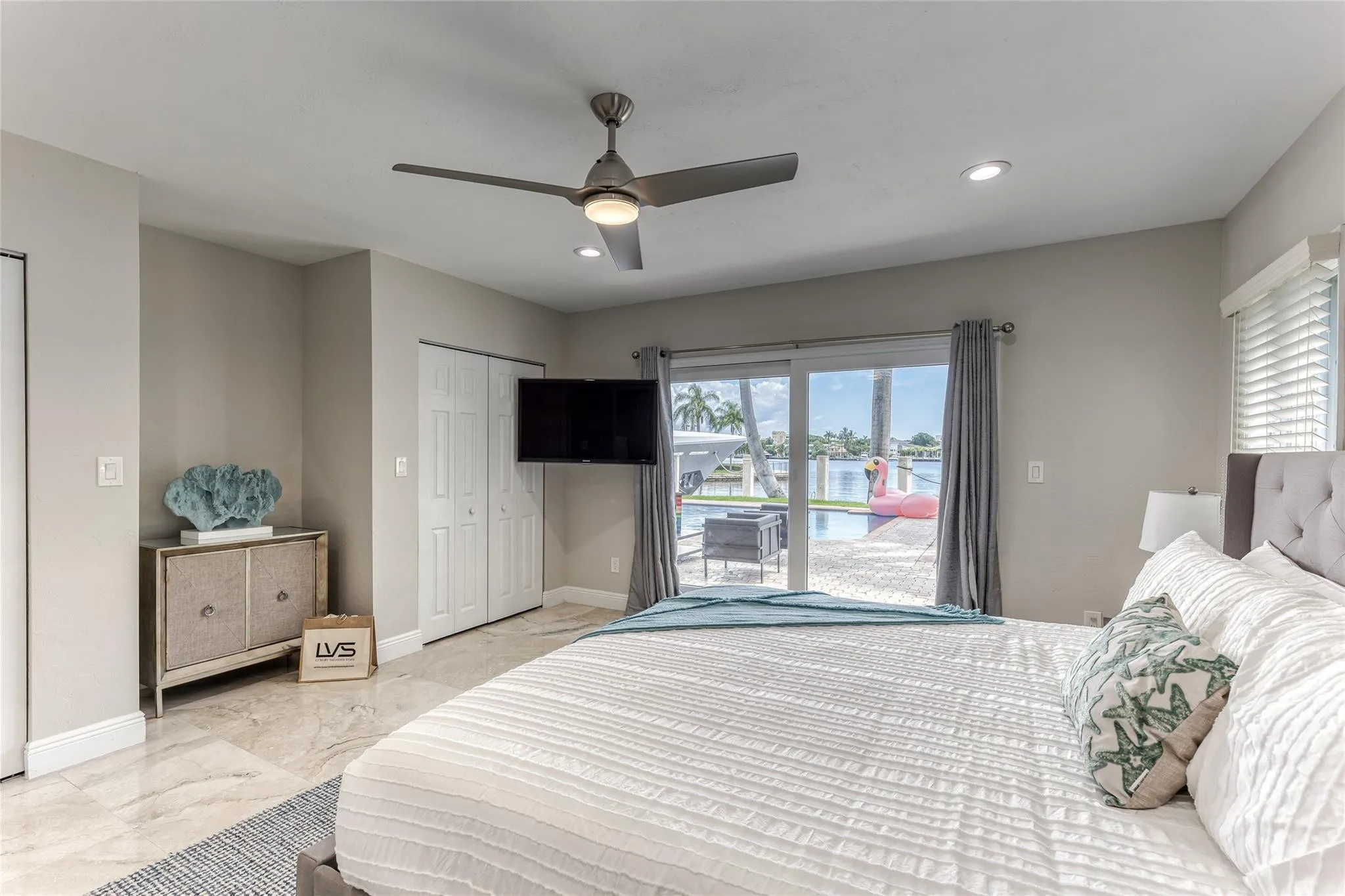 BEDROOM #5 (Downstairs) exits to Pool King Size Bed Jack n Jill Bathroom Smart TV
