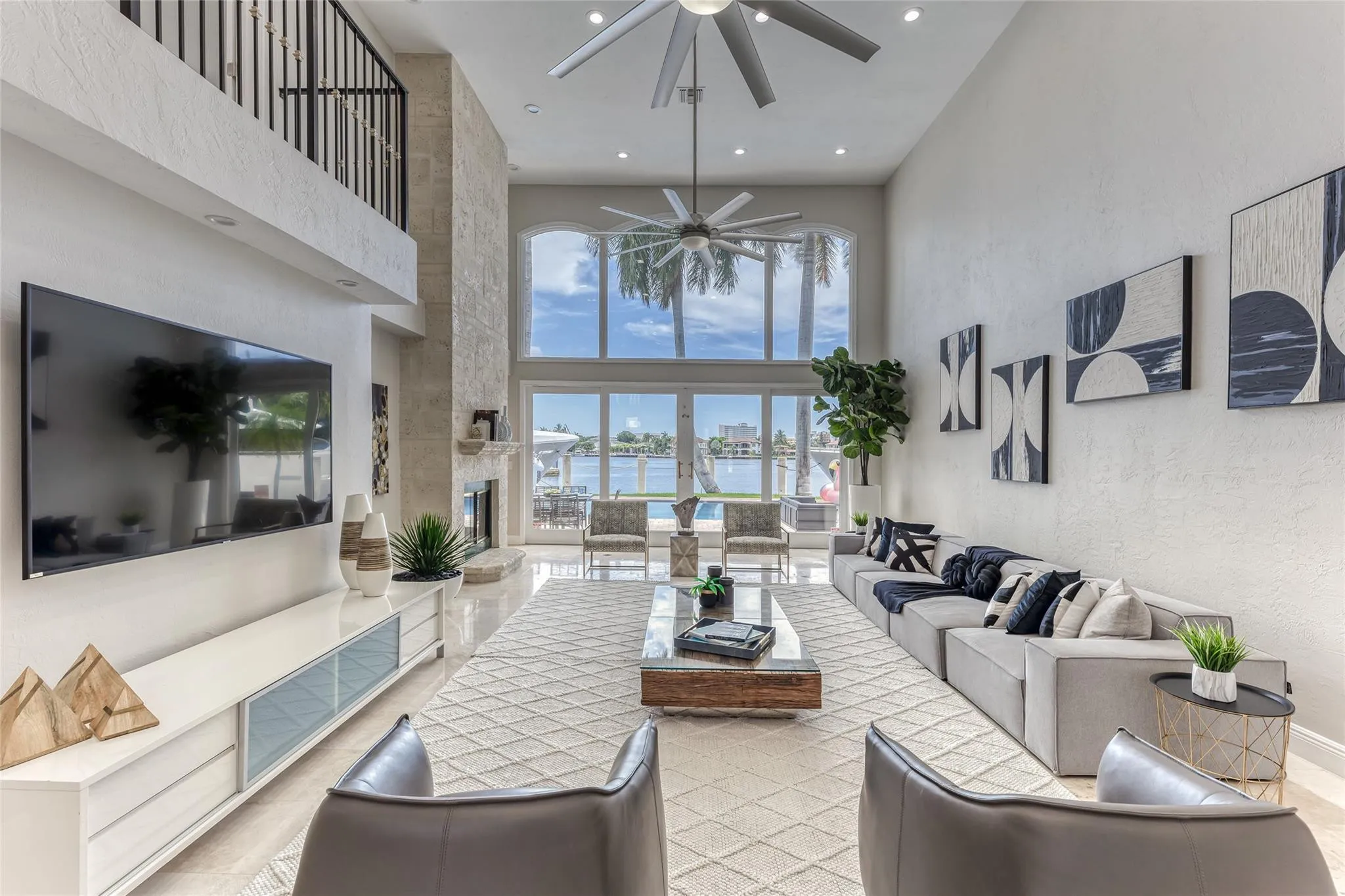 Open Layout Family Area overlooking Waterway & Pool Area