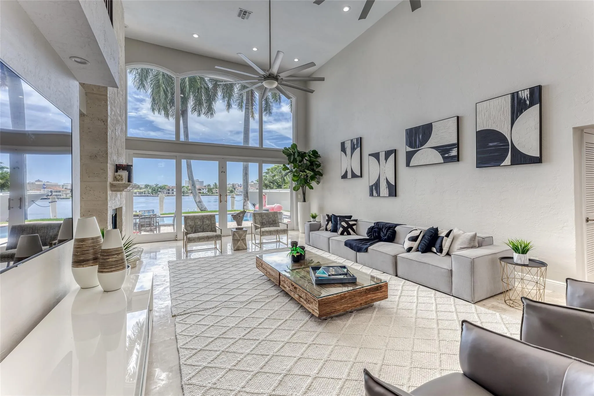 Open Layout Family Area overlooking Waterway & Pool Area