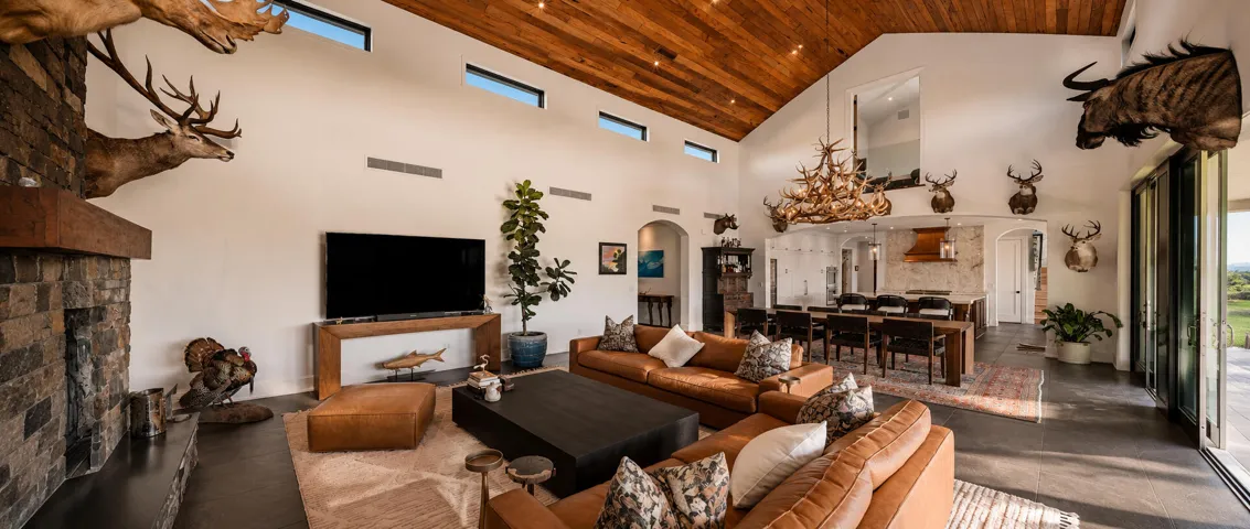 Rustic-modern lodge with taxidermy decor