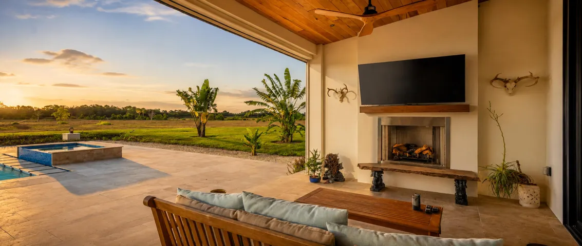 Luxury patio with sunset view