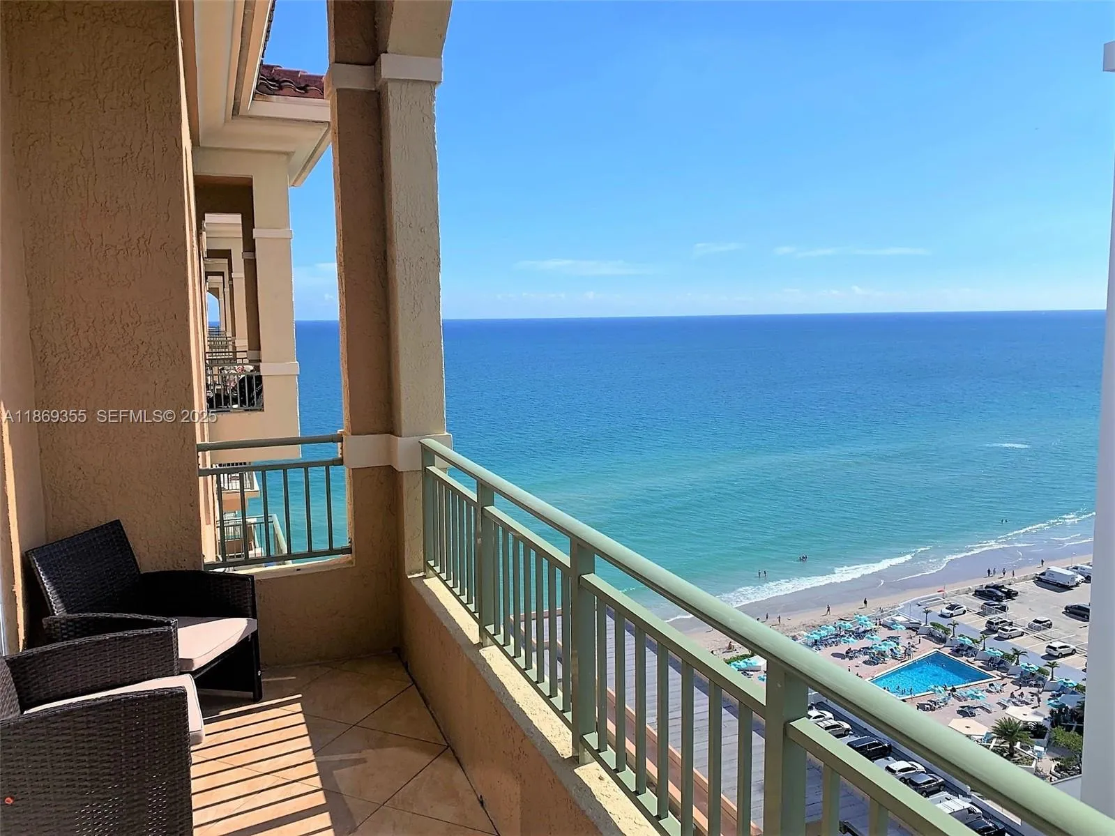 Wide view of ocean on sunny south side