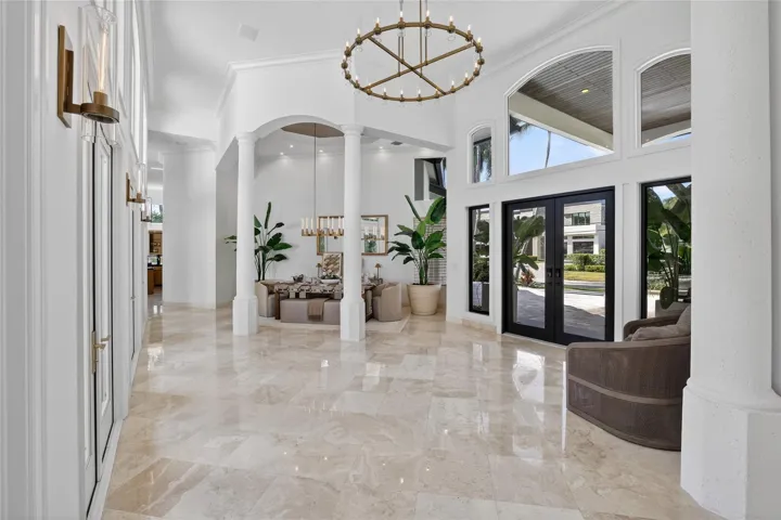 Grand Foyer with New Bronze Front Door & Side Lites with Keyless Entry