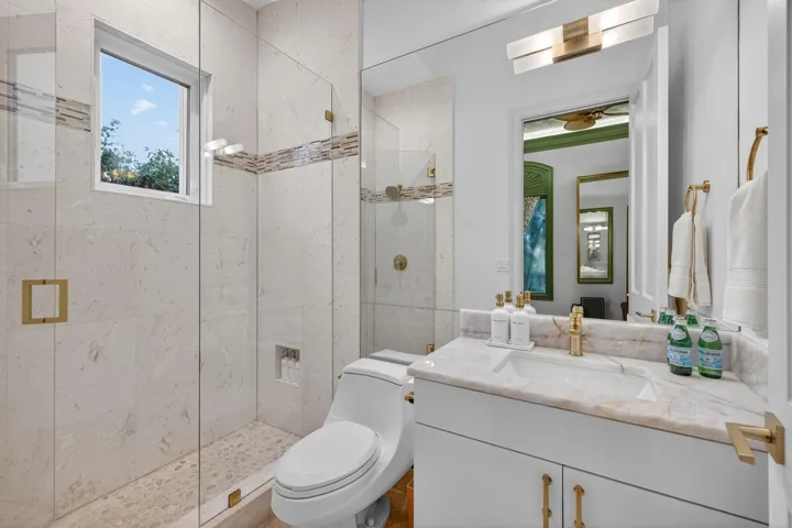 Bedroom Suite 3 - Palm Bathroom Cristallo Vanity Top with Kohler Brass Fixtures & Hardware