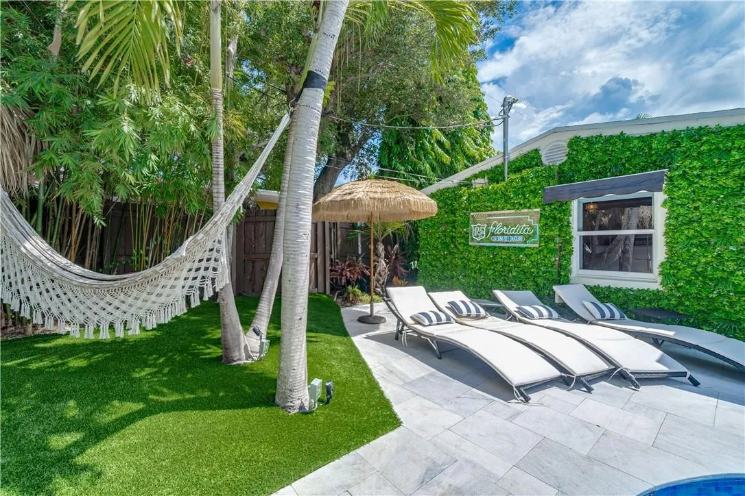 Hammock and lounge chairs