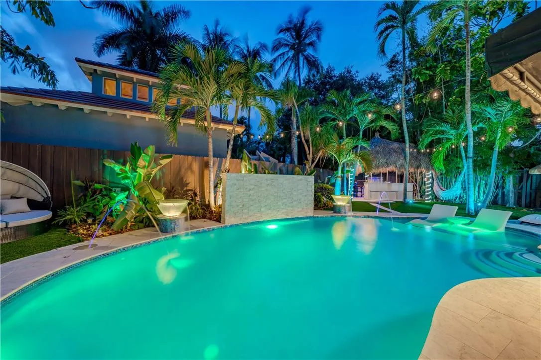 Twilight pool area