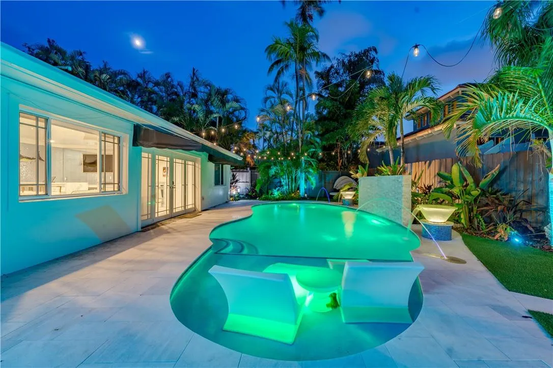 Twilight pool area