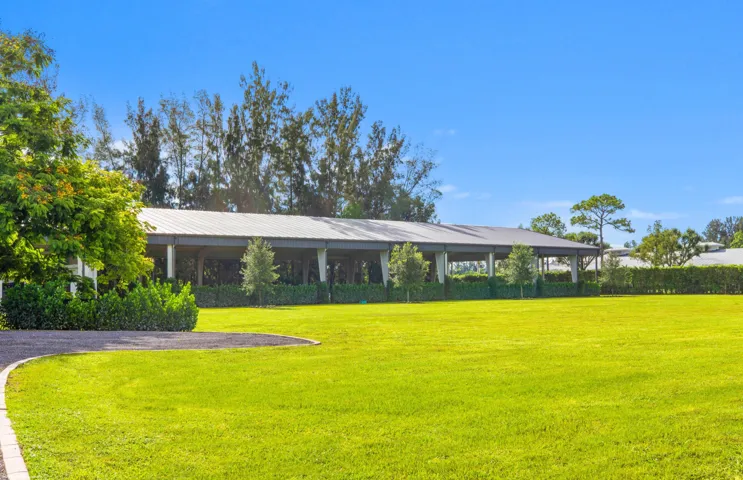 Covered arena, view from house driveway