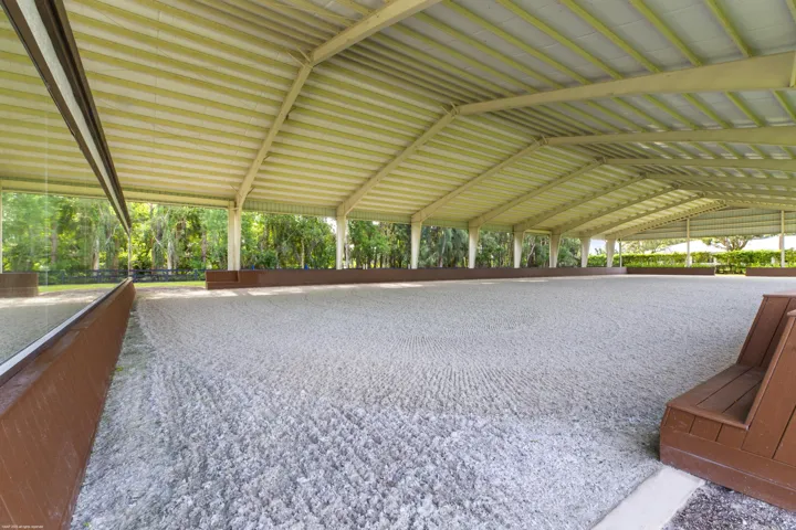 Covered arena entrance at North end nearest the stable