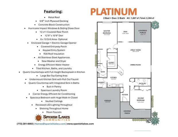Floorplan and Features- Platinum