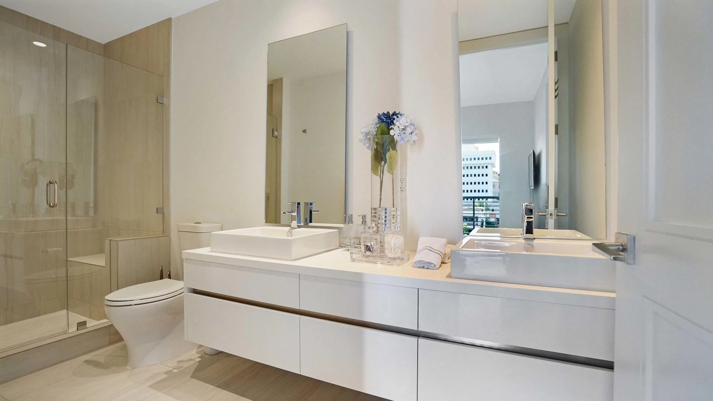Primary bath with refined finishes