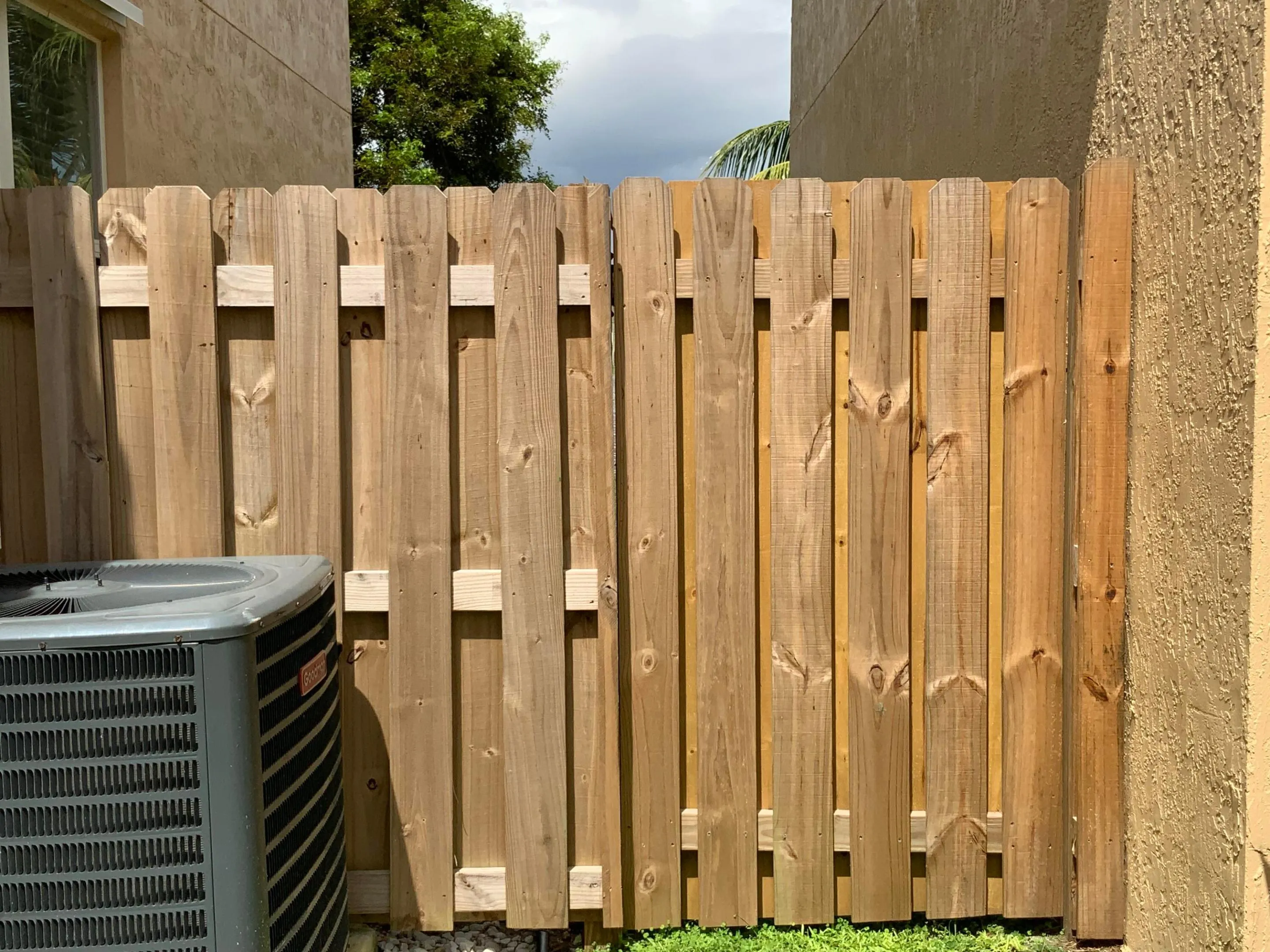 Partially fenced back yard