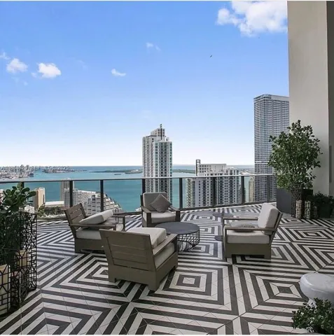 Sitting area on rooftop deck