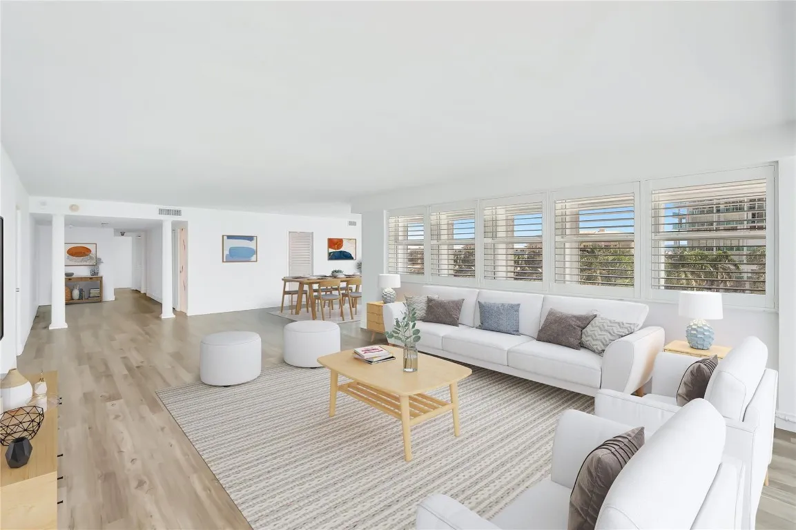 Virtually staged living room.