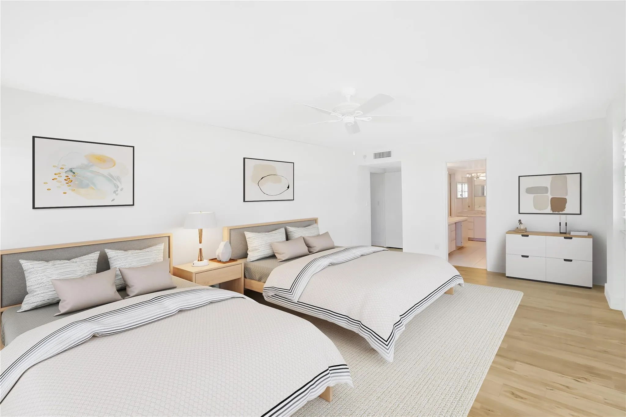 Both Primary Bedrooms are large enought for 2 Queen size beds.