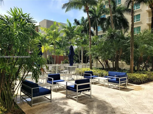 seating areas around pool deck