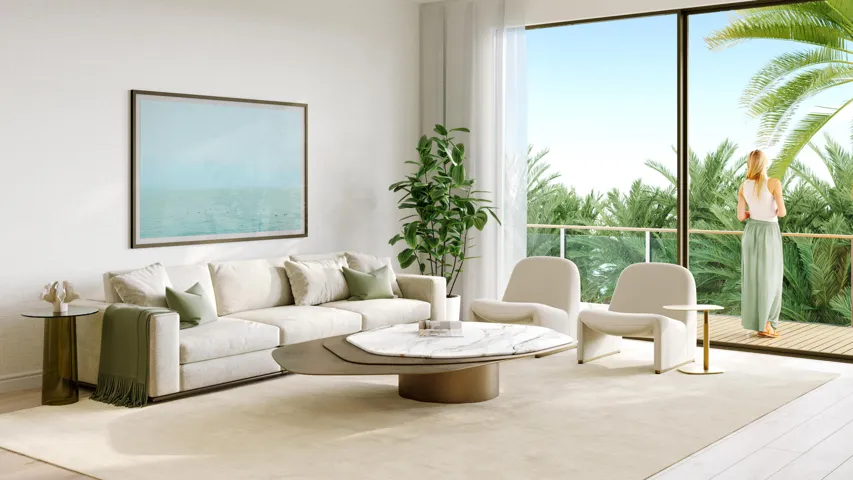 MAGNIFICENT OPEN LIVING SPACE WITH FLOOR TO CEILING IMPACT SLIDING DOORS, WITH SPACIOUS BALCONIES, & BRUSH BRONZE WINDOW FRAMES