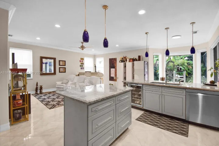 Open-concept kitchen seamlessly connected to the family room