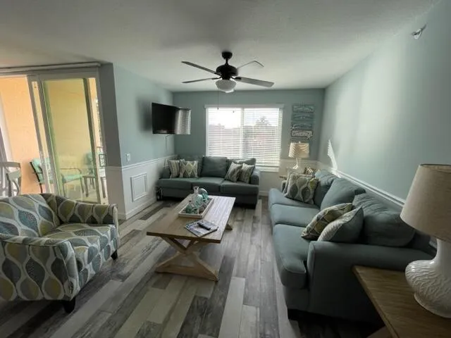 living room with waterview