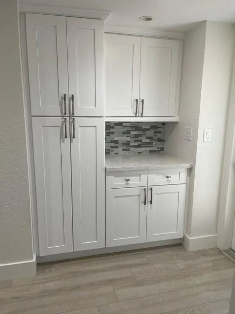 Built in storage and coffee bar