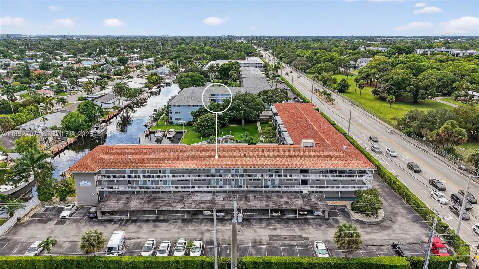 Unit is where it's noted on photo. Right off Davie Blvd, and no fixed bridges to the ocean. 2023 Tile Roof. 40 Year Inspection and Milestone Inspections complete. Building is collecting Reserves.