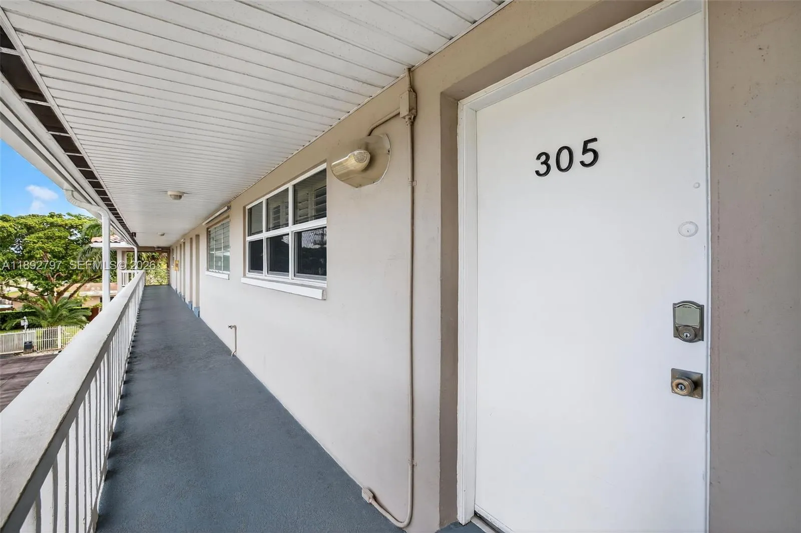 Entrance to unit on catwalk