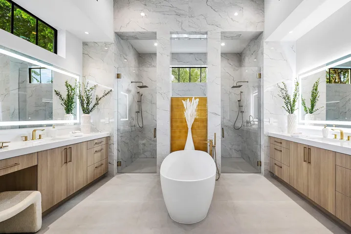 Luxury primary bath, dual shower