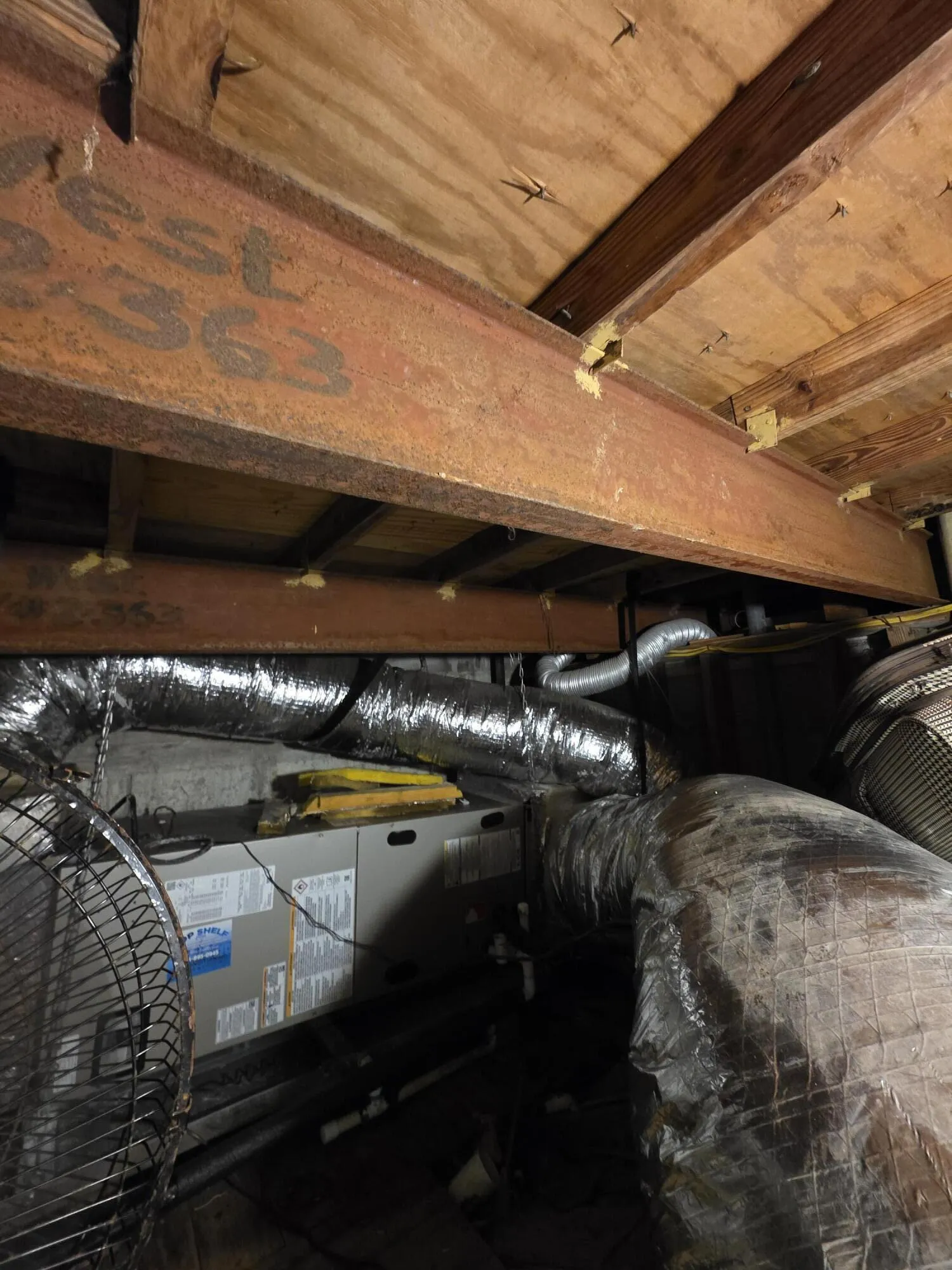 Steel beams in roof
