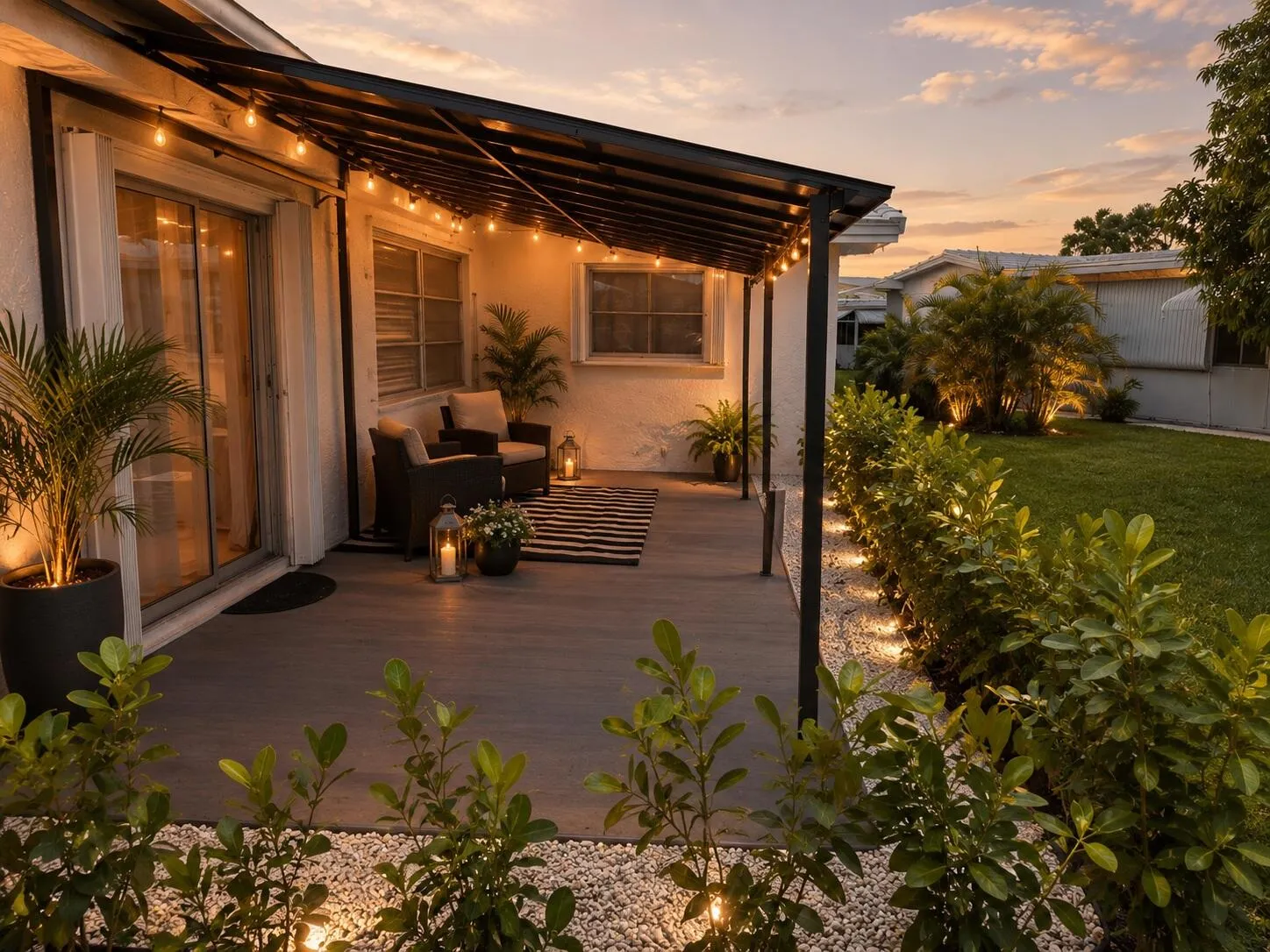back patio at night