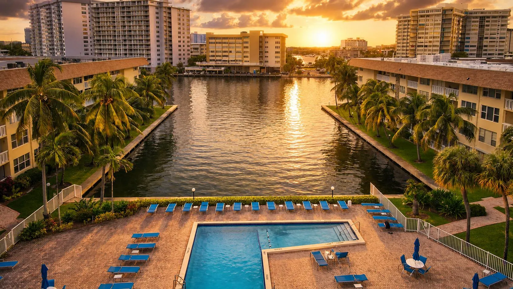 Enjoy Sunsets over the Pool, photo enhanced with AI