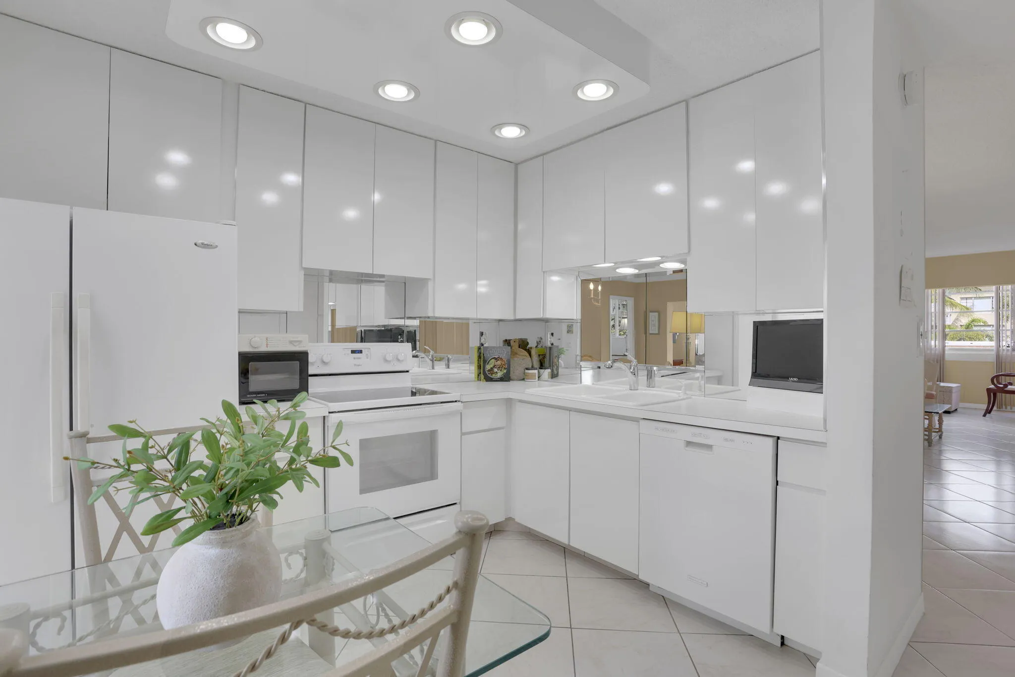 Walk into kitchen with pass through window