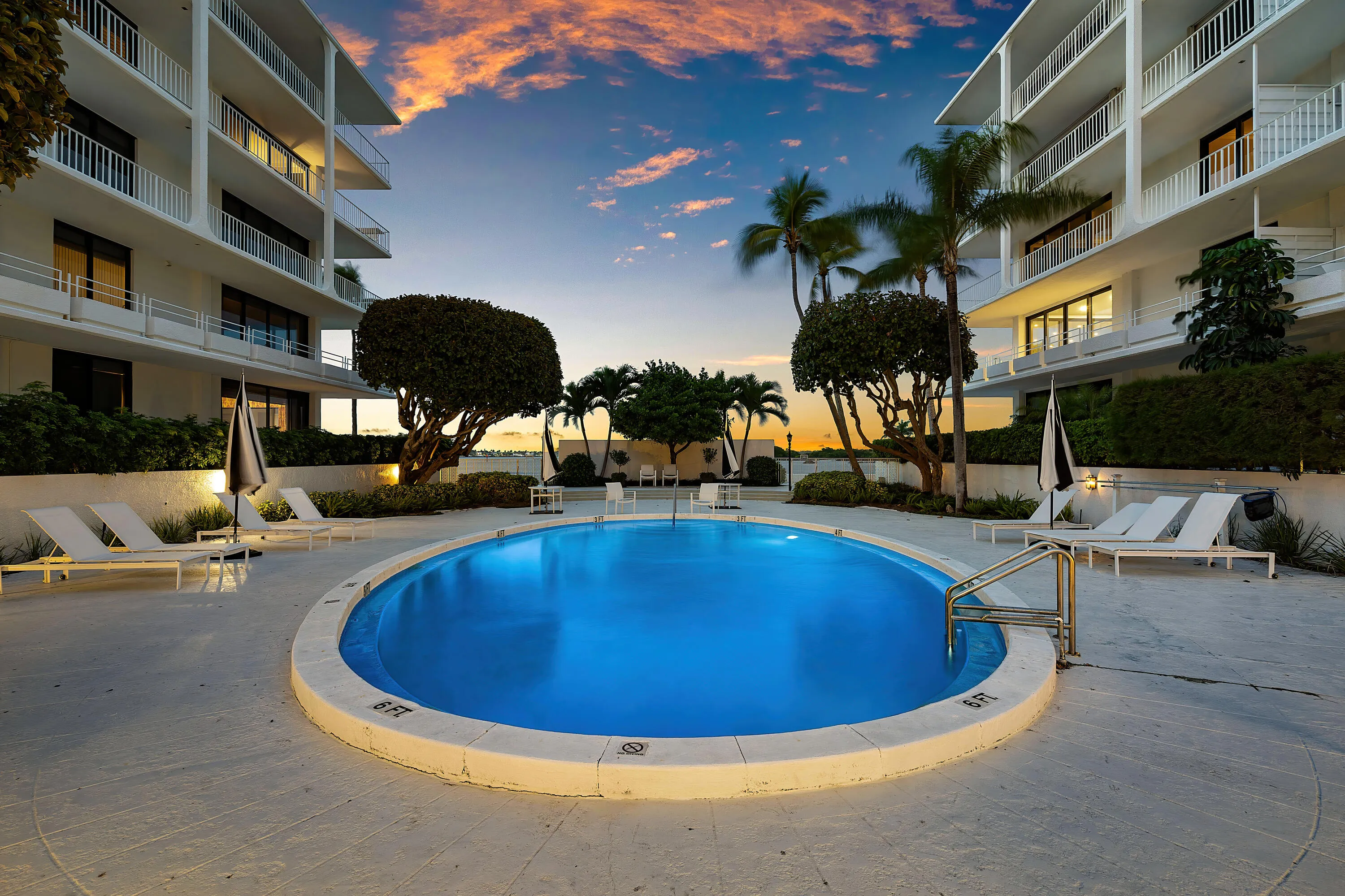 Towers Pool at Dusk