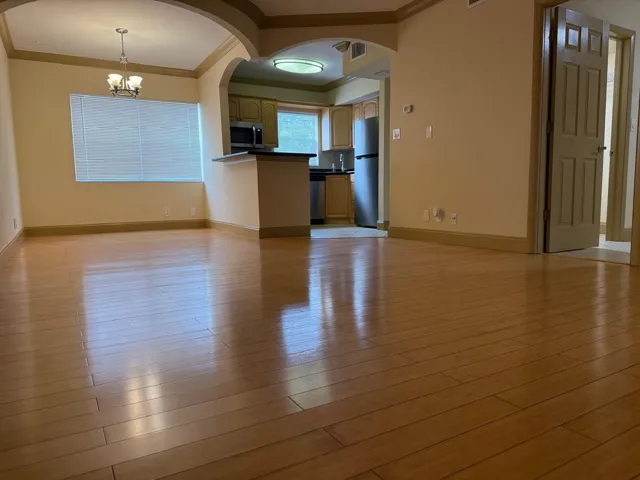Living room into kitchen