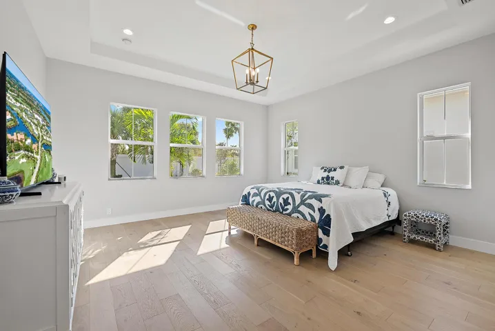 Main Bedroom with Coffered Ceiling, Custom Lighting