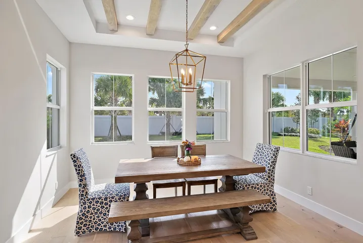 Beautiful Wood Beams Adorn the Dining Area
