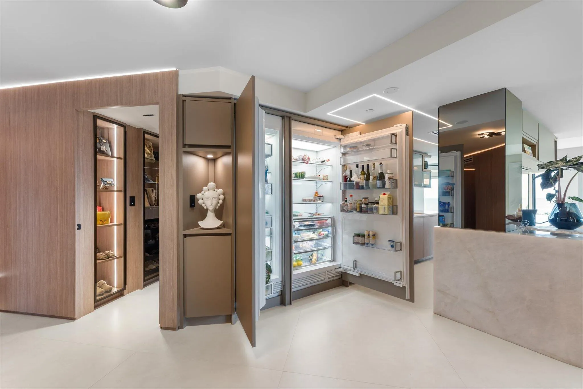 Seamless Millwork Integration - SubZero Refrigerator and Freezer