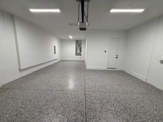 Tandem 3 car garage with Epoxy Floors