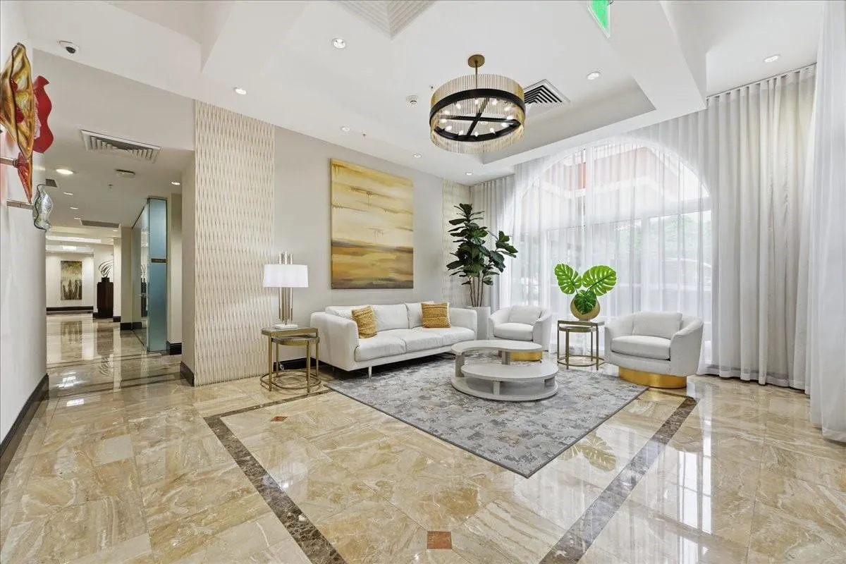 Modern seating arrangements with Management Offices in the Lobby.