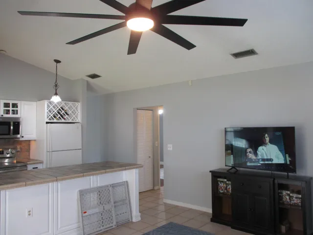 family room looking into open kitchen