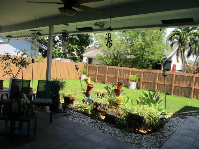 large fenced yard - 6300 sf lot - with covered patio
