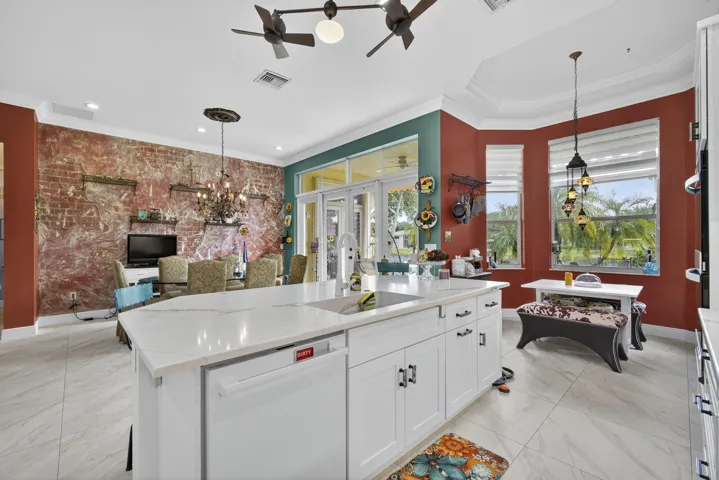 Kitchen island and family room