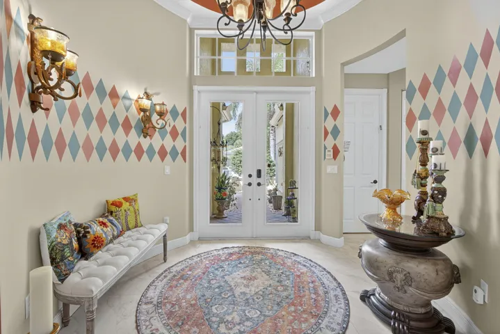 Entry foyer with view of double door entry