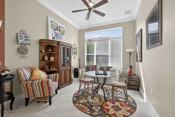 Formal dining room used as a den area