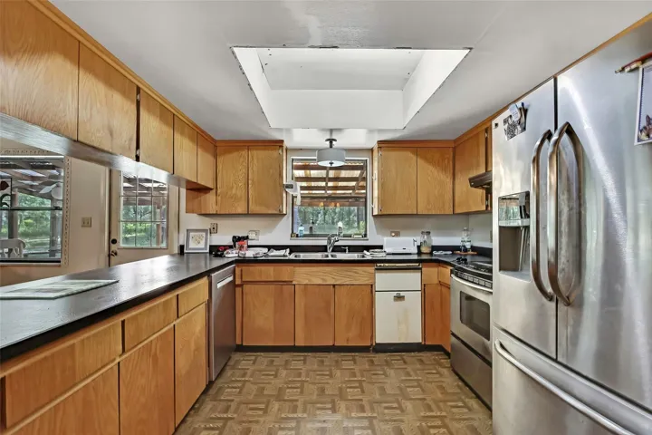Kitchen with stainless steel appliances